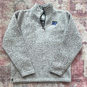 J. America Gray Sherpa Chunky-Knit 1/4 Zip Mock Neck Pullover Sweater Medium